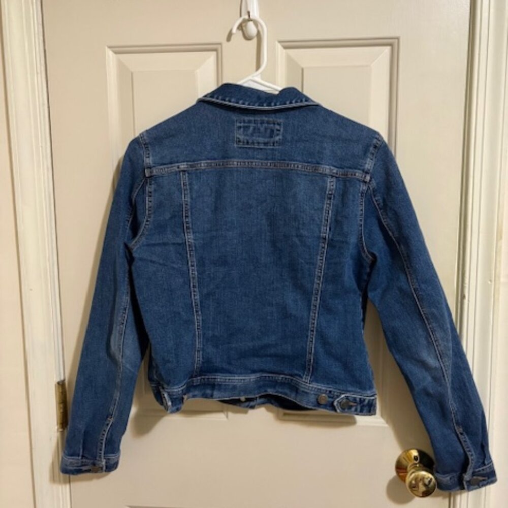 LOFT Distressed Denim Jacket Indigo Wash Size M - Picture 4 of 6